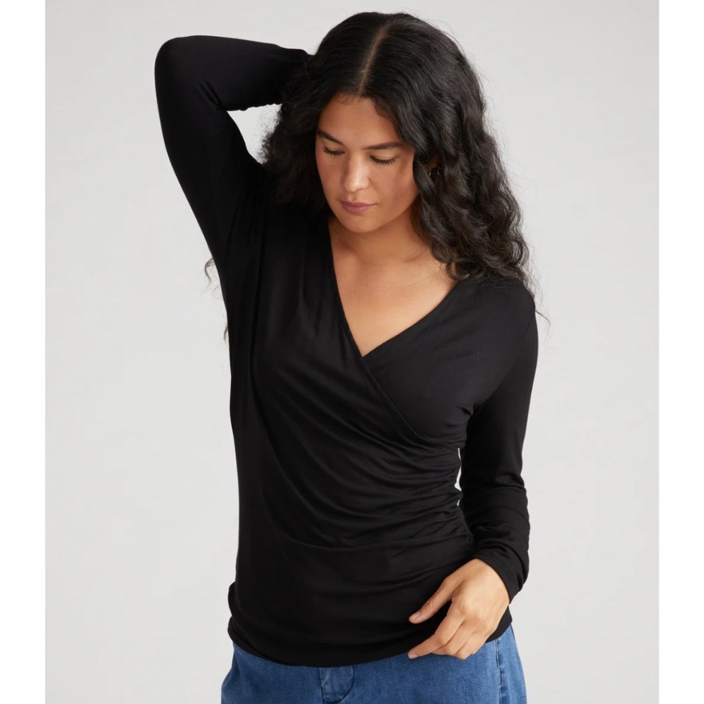 Universal Standard Black Wrap Blouse